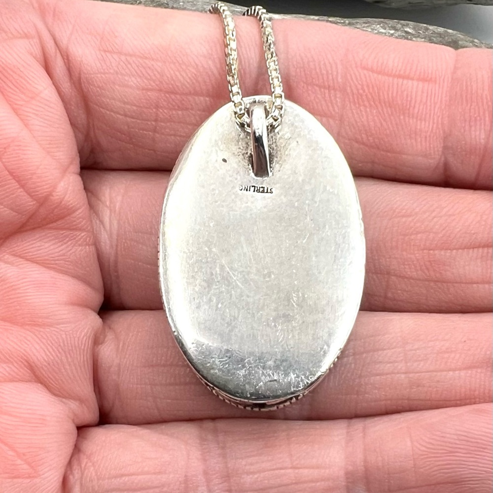 Vintage Handmade Navajo Mens Sterling Silver Elk Antler Pendant Necklace - Picture 8 of 8